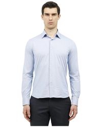 Rrd - Overhemden ,Blauw ,Katoen Jacquard Oxford Overhemd - Lyst