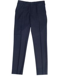 Incotex - Broeken ,Blauw ,Washed Flannel Broek - Lyst