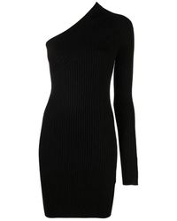 Aeron - Zwarte Geribbelde Mini Jurk - Lyst