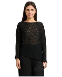Manila Grace - Truien & Vesten ,Zwart ,Semi-Transparante Trui - Lyst