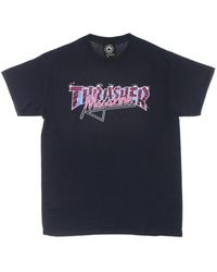 Thrasher - Tops ,Blauw ,Katoen Logo Tee Korte Mouw Katoen - Lyst