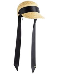 Sacai - Natürliche Strohkappe Mit Schwarzem Band - Lyst