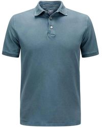 Fedeli - Tops ,Blauw ,Katoen Piqué Polo Shirt Met Korte Mouwen - Lyst