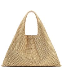 TWENTYFOUR - Goldene Gestrickte Shopper Tasche Mit Strass - Lyst