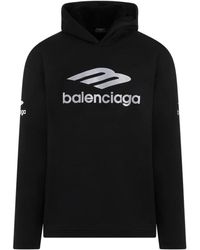 Balenciaga - Schwarzer baumwoll-hoodie sweatshirt ss24 - Lyst