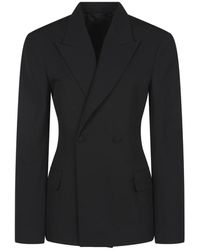 Balenciaga - Schwarze jacke mit rundem schulterbereich und taillierter taille - Lyst