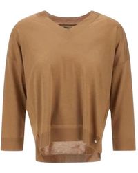 Herno - Truien & Vesten ,Bruin ,V-Hals Truien - Lyst