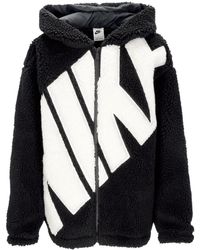 Nike - Teddy Bear W Sportswear Logo Chaqueta De Pelo Alto Mujer Negro/Vela - Lyst