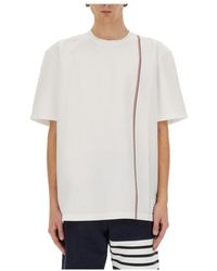 Thom Browne - Tops ,Wit ,Katoen Rwb Stripe Jersey Tee - Lyst