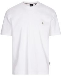 HUGO - Monogramm-Patch Weißes T-Shirt Und Polo - Lyst