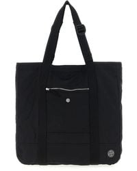 Stone Island - Schwarze Nylon-Tote-Tasche Mit Front-Reißverschlusstasche - Lyst