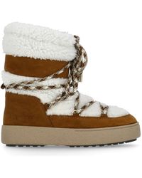Moon Boot - Braune schnürstiefel mit eco-fell - Lyst