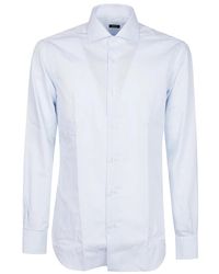 Barba Napoli - Blaues hals shirt,klassisches weißes hemd mit kragen - Lyst