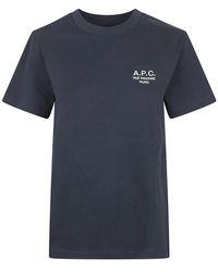 A.P.C. - Tops ,Blauw ,Katoen Item T-Shirt - Lyst