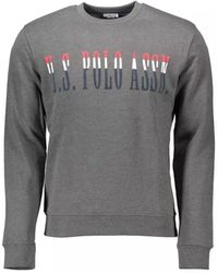 U.S. POLO ASSN. - Hoodies & Sweatvesten ,Grijs ,Katoen Grijs Katoenen Sweatshirt Met Logoprint - Lyst