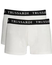 Trussardi - Ondergoed ,Wit ,Katoen Katoenen Boxershorts Met Logoprint - Lyst