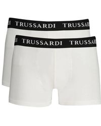 Trussardi - Ondergoed ,Wit ,Katoen Katoenen Boxershorts Met Logoprint - Lyst