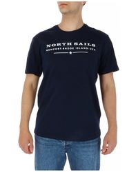 North Sails - Gele Korte Mouw Ronde Hals T-Shirt - Lyst