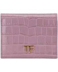 Tom Ford - Glanzend Gestempelde Krokodillenleren Verticale Portemonnee - Lyst