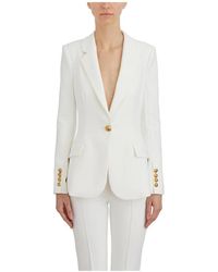 Elisabetta Franchi - Jassen ,Wit ,Single-Breasted Blazer - Lyst