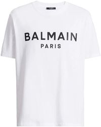 Balmain - Tops ,Wit ,Nylon T-Shirt Met Paris-Print - Lyst