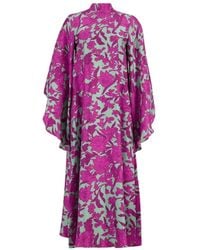 La DoubleJ - Lila Lilium Wasserfall Seiden Midi Kleid - Lyst