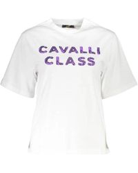 Roberto Cavalli - Klassiek Katoenen T-Shirt Met Ronde Hals - Lyst
