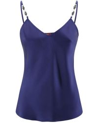 Max Mara - Tops ,Blauw ,Satijn Blauwe Satijnen Top Zonder Mouwen - Lyst
