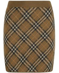 Burberry - Check Wool Blend Mini Skirt - Lyst