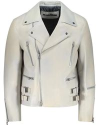 Jil Sander - Jassen ,Grijs ,Katoen Eldorado Leren Jas - Lyst