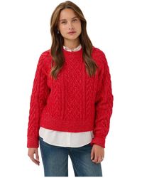 Saint Tropez - Truien & Vesten ,Rood ,Polyester Mila Sz R-Neck Pullover - Lyst