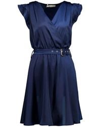 Rinascimento - Elegantes dunkelblaues kleid mit rüschen - Lyst