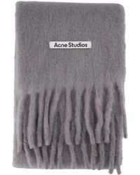 Acne Studios - Accessoires ,Grijs ,Leer Mohair Logo Scarf - Lyst