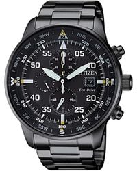 Citizen - Aviator chrono acciaio nero - Lyst