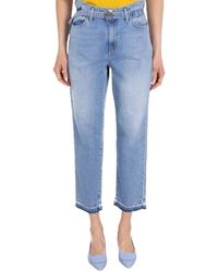 Pinko - High waist mom fit jeans mit gürtel - Lyst