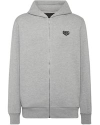 Philipp Plein - Hoodies & Sweatvesten ,Grijs ,Katoen Hoodie Sweatjacket Ls Iconic - Lyst