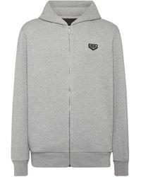 Philipp Plein - Hoodies & Sweatvesten ,Grijs ,Katoen Hoodie Sweatjacket Ls Iconic - Lyst