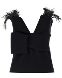 Alberta Ferretti - Stretch Viscose Top Met Veren - Lyst
