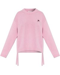 Ganni - Truien & Vesten ,Roze ,Wol Turtleneck Met Trekkoorden Aan De Zijkant - Lyst