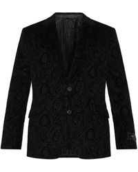 Etro - Jassen ,Zwart ,Katoen Blazer Met Enkele Split - Lyst