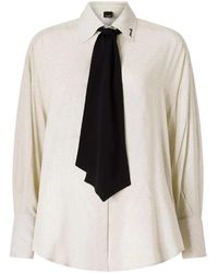 Pinko - Overhemden ,Wit ,Satijn Oversized Blouse Met Micro Polka Dots - Lyst