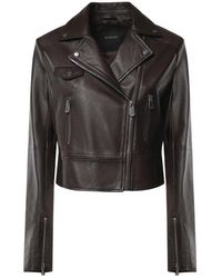 Pinko - Jassen ,Bruin ,Leer New Sensibile Jacket - Lyst