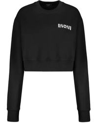 Balmain - Hoodies & Sweatvesten ,Zwart ,Katoen Cropped Logo Sweatshirt - Lyst