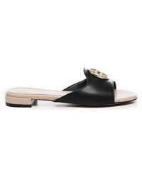 V73 - Schwarze Leder Sandalen Mit Offener Spitze - Lyst