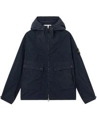 Stone Island - Jassen ,Blauw ,Polyester Hooded Wind Jacket - Lyst