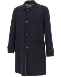 Eleventy - Jassen ,Blauw ,Wol Reversible Wollen Jas - Lyst