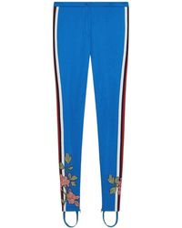 Gucci Geborduurd Jersey Stijgbeugel Legging - Blauw