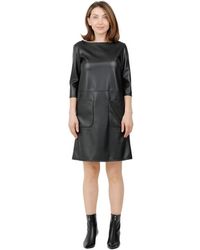 Max Mara - Jersey Jurk Met Leerlook - Lyst