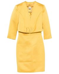 Elisabetta Franchi - Kleedjes ,Geel ,Satijn Duchess Satijnen Jurk Met Tule Rug En Jasje - Lyst