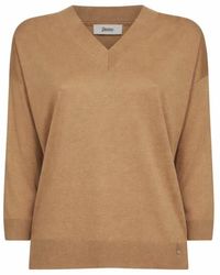 Herno - Geribbelde Trui Met V-Hals - Lyst